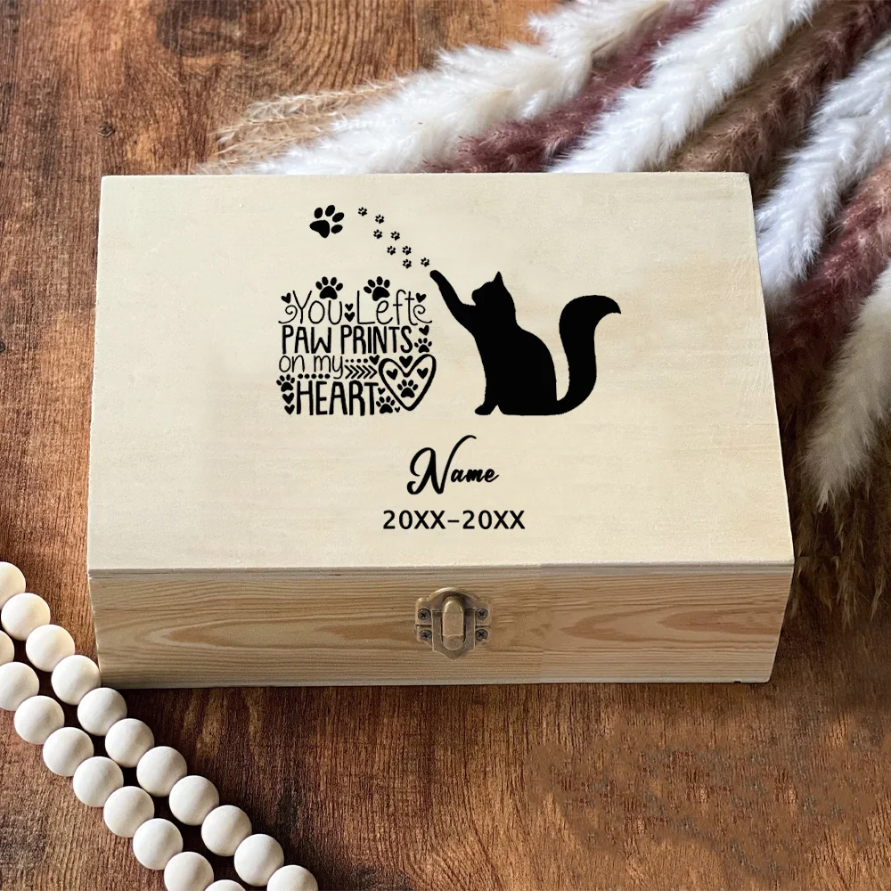 Personalized Pet Urn Customize Name and Date Pet Remains Wood Box Cremation Cat Ashes Urn Box Dog Ashes Custom Funeral Box,