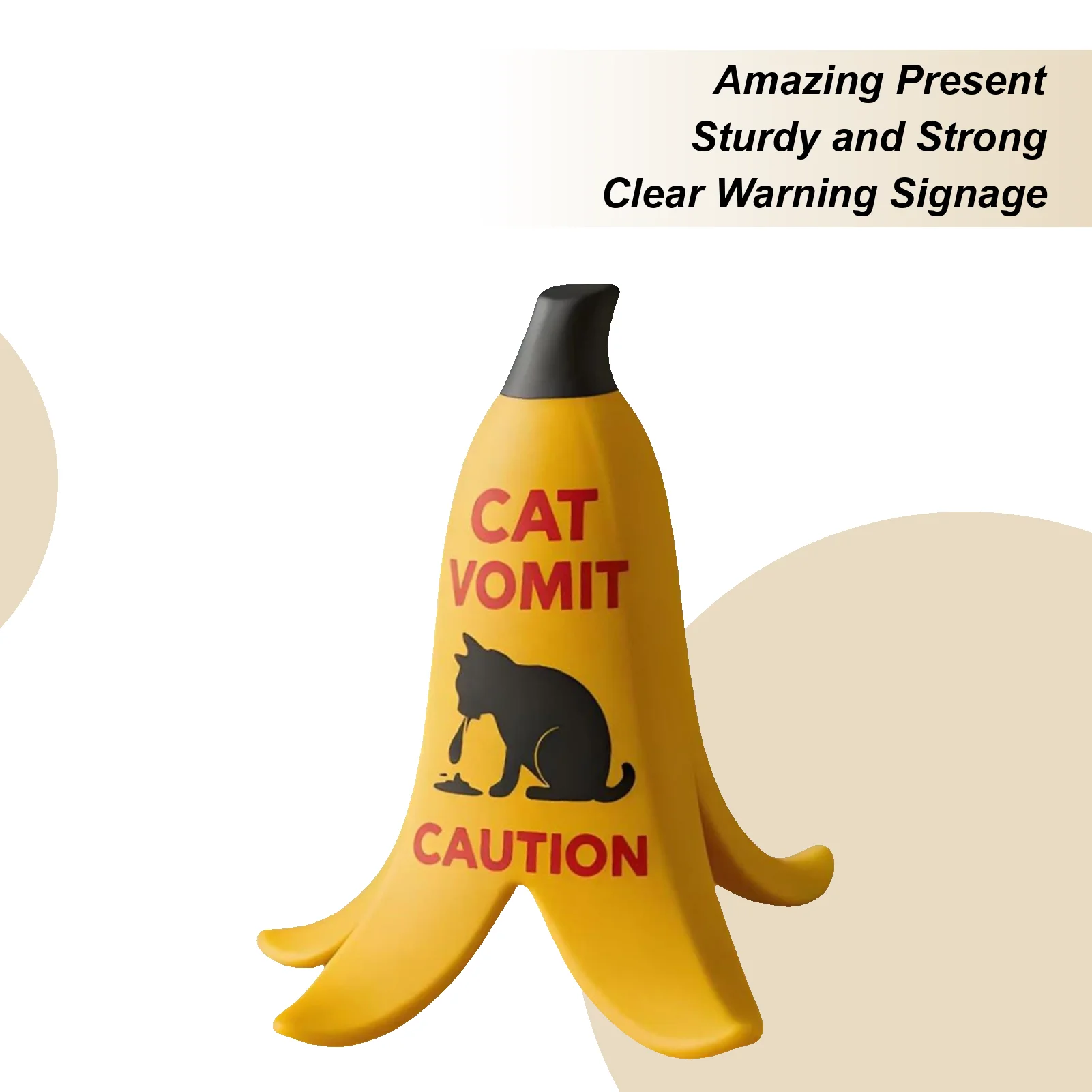 Señal de vómito de gato, letrero de escritorio hilarante, decoración con forma de cáscara de plátano, decoración divertida de advertencia de vómito de perro y gato para coleccionistas novedosos en el Interior