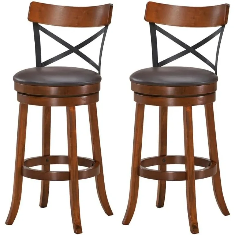 Swivel Counter Height Barstool 29 Inch Seat Height Bar Chair Cappuccino X Open Back （ 29 Inch,Set of 2）