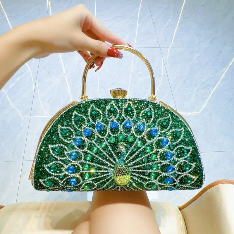 

Luxury Peacock Diamond Set Handbag European American Retro Style Crossbody Fashion Shoulder Bag for Women