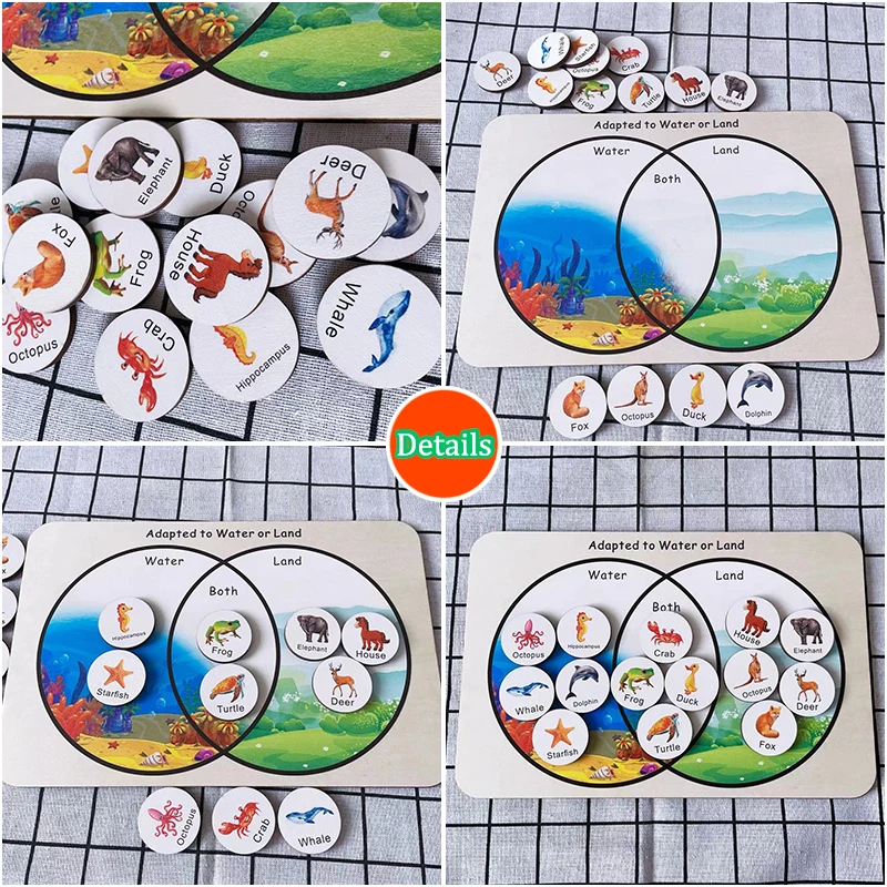 Animal Marine Life Matching Puzzles Montessori Educational Toys Growing Environment Food Chain Cognition Parish Learning Toys