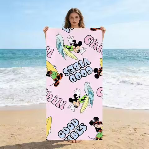 Mickey Good Vibes Beach Towel - Funny Summer Towel for Pool &amp; Beach Swimming, Camping, Travel