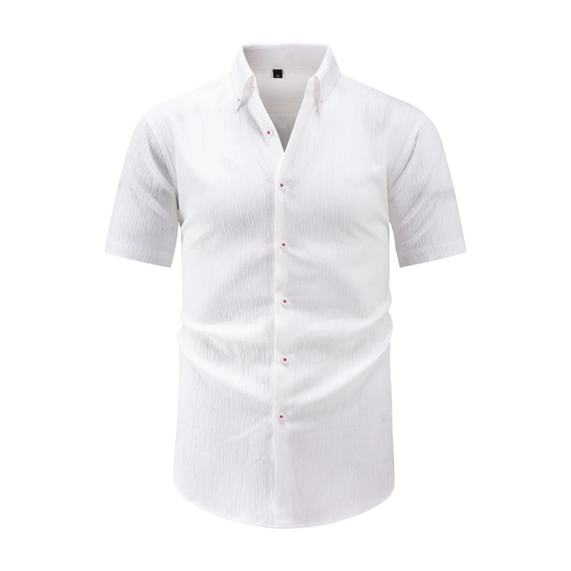 New men's long-sleeved shirt with wave vertical stripes, comfortable and wrinkle-resistant, suitable for summer daily business a