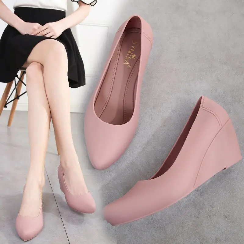 

Comem Spring Summer Wedges Heel Jelly Heeled Shoes High Heels Women Pumps Rain Shoe Pointed Toe Slip on Sandals Zapatos Mujer