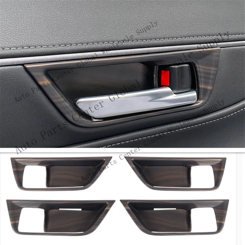 L+ 4P For Toyota Venza 2021-2024 Wood Grain Inner Door Handle Bowl Cover decor Trim