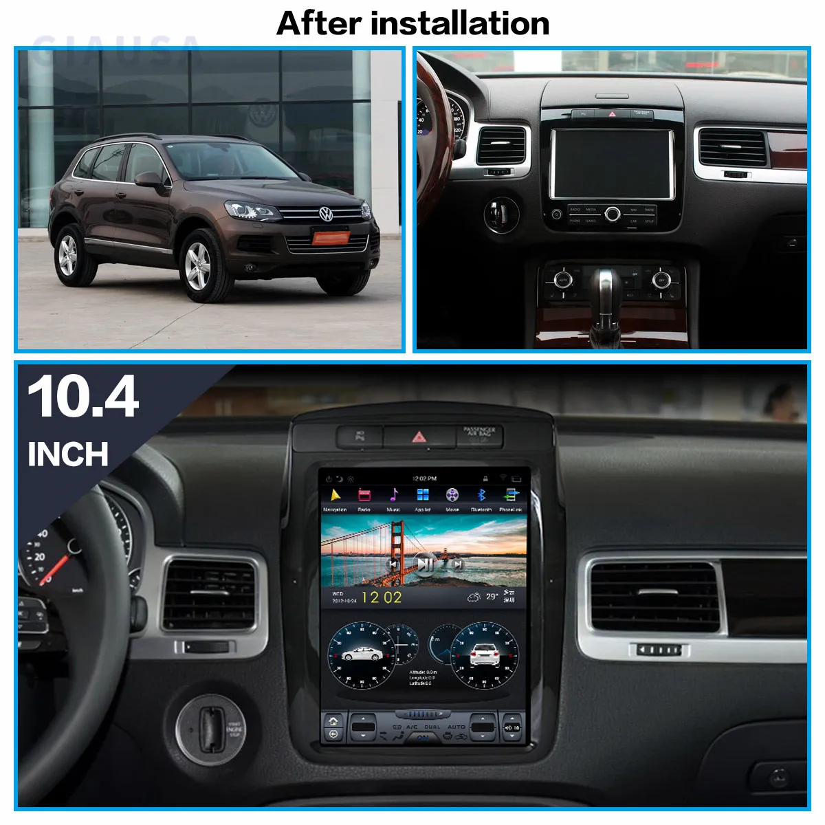 

10.4" 128GB Car Android 12 Screen For VW Touareg 2010-2017 Tesla Radio Multimedia Stereo Video Player GPS Navi Head Unit Carplay