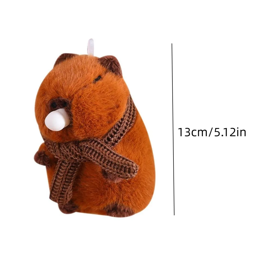 Adorkable Cotton Spit Bubble Capybara Keychain Rubber Relax Squeeze Doll Pendant Scarf Metal Plush Toy Key Ring Bag