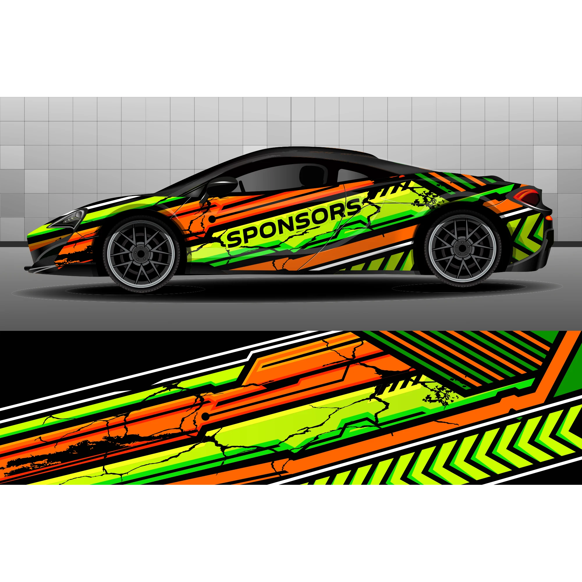 

Colorful Stripes Car Stickers Car Full Wrap Sticker Car Decal Decorative Cut Body Racing Graphic Decal Vinyl Wrap Width 60cm