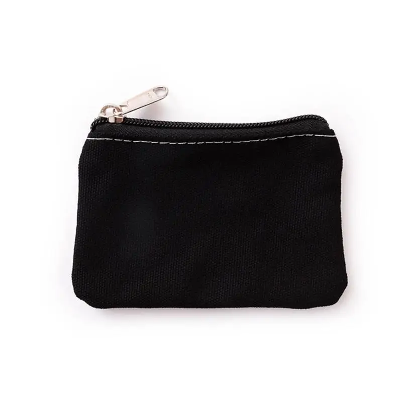 New DIY Plain Canvas Cotton Bag Pure Zipper Coin Key Money Pocket Women Men Hand-held Purse Small Wallet Kid image 3