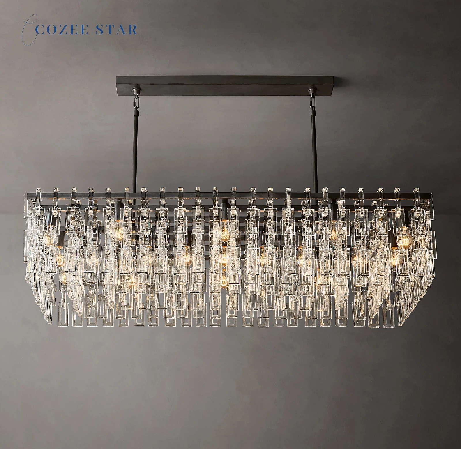 Marignan Rectangular Chandeliers Lustre Modern Vintage LED Crystal Brass Chrome Black Ceiling Lamp Living Room Pendant Lights