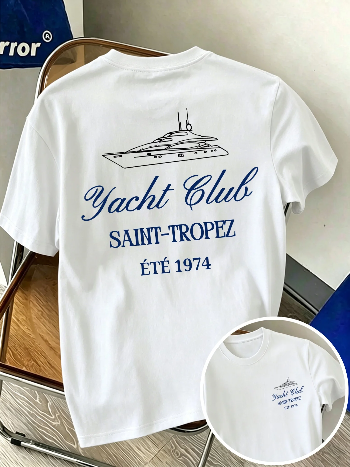 Yacht Club T-Shirt Summer Men's Tracksuit O-Neck Short Sleeve Pullover Top Breathable Sportswear Harajuku Fashion Streetwear