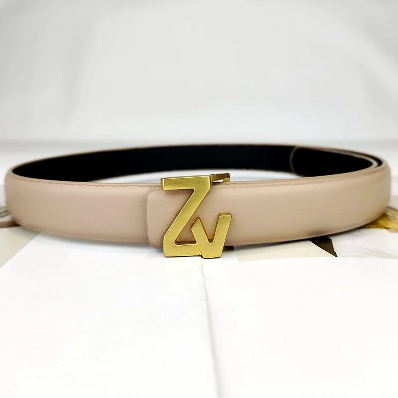 

2025 Women's Belt with ZV Buckle, Light Luxury, Simple, High End, Versatile Women's Belt in Stock, Popular Belt