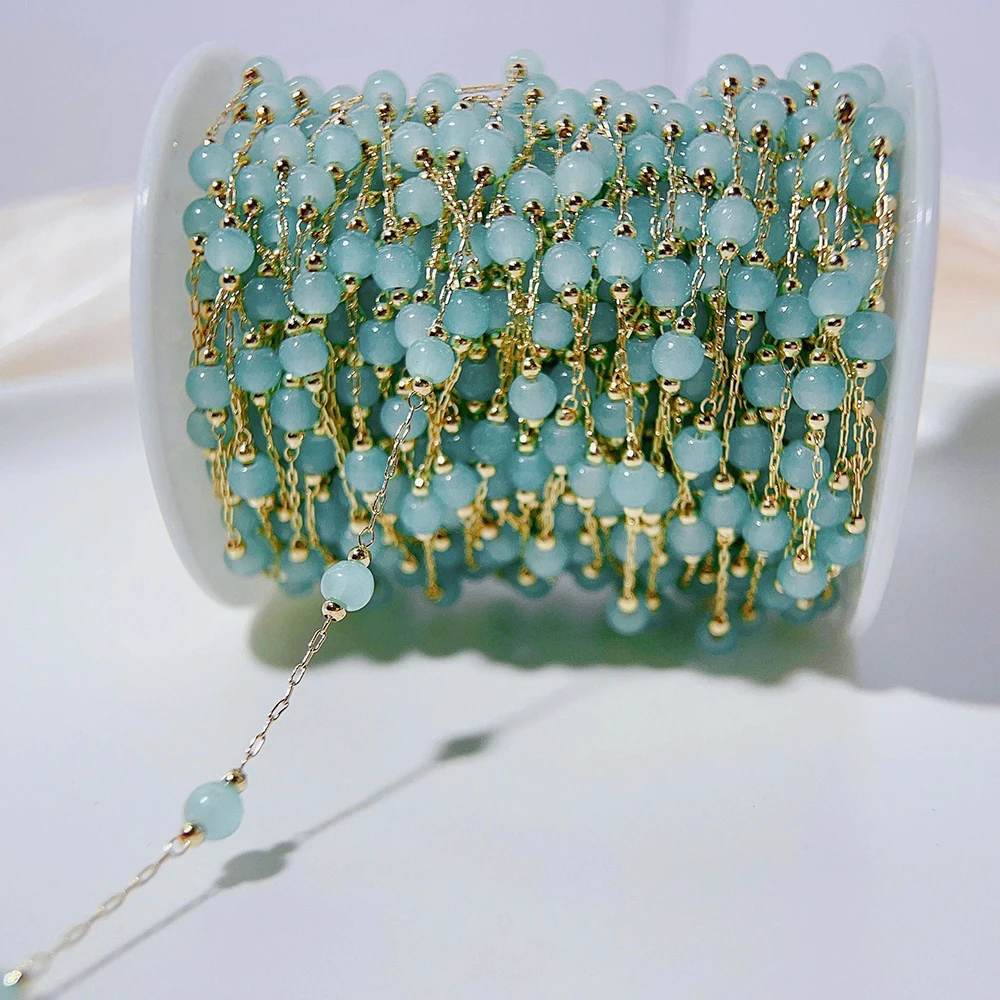 1meter Opal Stone Bead Copper Chains for DIY Jewelry Making