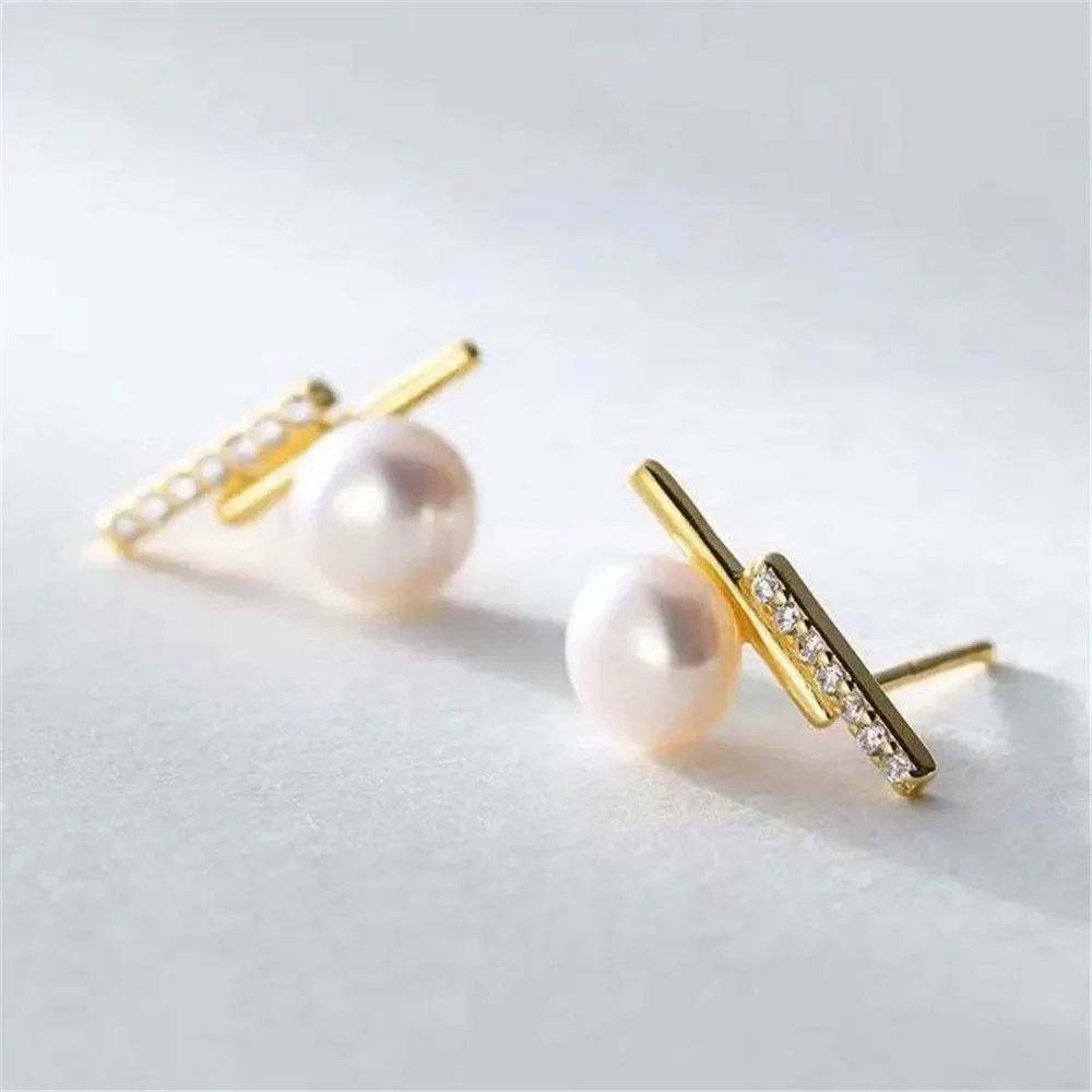 925 Silver Pearl Beads Stud Earrings Setting Base Diy Jewelry Making Findings&Components No Pearl E056