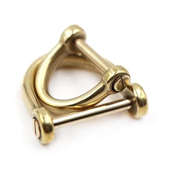 1 x Solid brass D shackle Clasp Metal Buckle Keychain Ring Hook screw pin joint Connecter Bag Strap Clasp Leathercraft Accessory