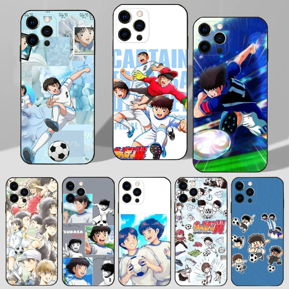 Anime C-Captain Tsubasas Phone Case For iPhone 16,15,14,13,12,11 Plus,Pro Max,XS,X,XR,SE,Mini,8,7 Soft Silicone Black Cover