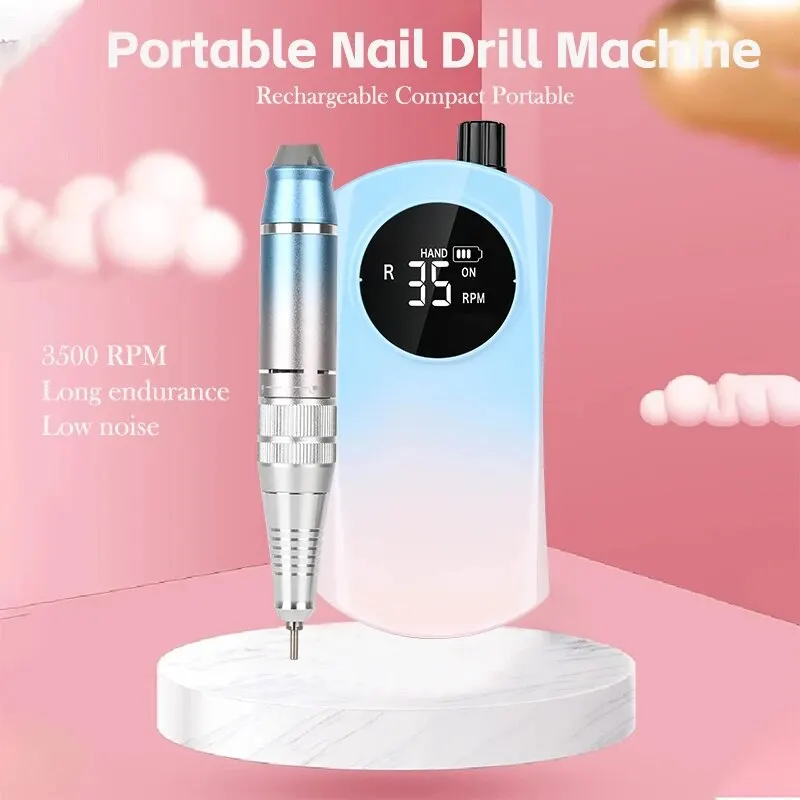 35000RPM Portable Electric Nail Drill Machine With LCD Display Nails Sander Rechargeable Manicure Machine