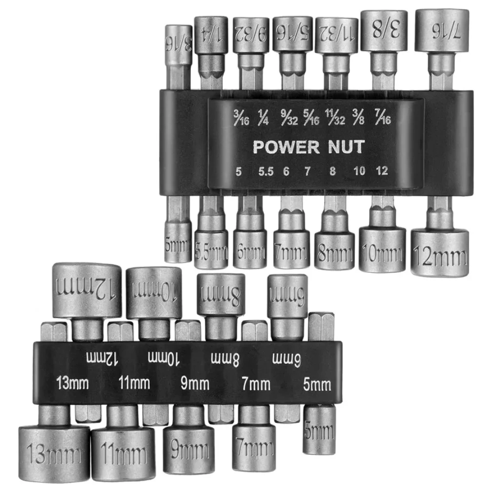 

9pcs/14pcs Powerful Socket Inner Hexagonal Wrench Hexagonal Handle Screwdriver Socket Extension Rod Pneumatic Screwdriver Insert