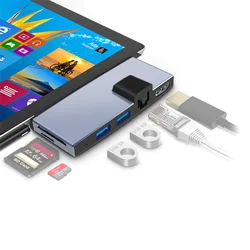 For Microsoft Surface Pro 6 5 4 HUB HDTV Keyoard Mouse USB3.0 Cable Splitter Hard Disk for Micro SD Card Reader Charging Dock