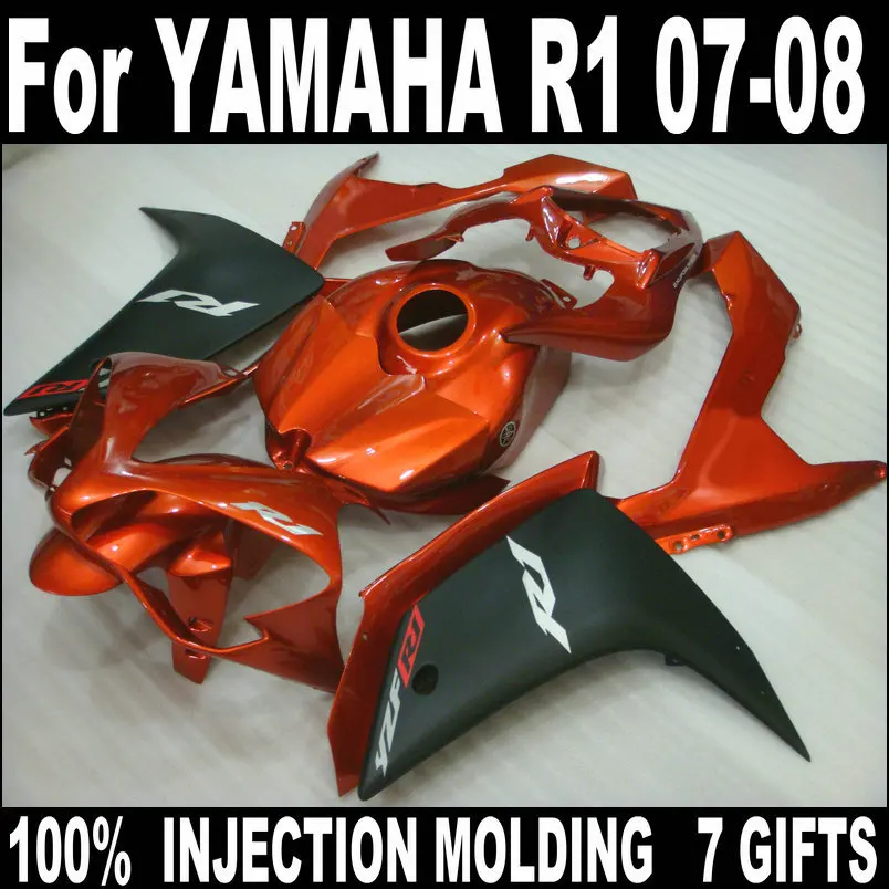 

High quality ABS fairings for YAMAHA ZXMT R1 2007 2008 wine red black motorcycle fairing kit YZF R1 07 08 HZ35