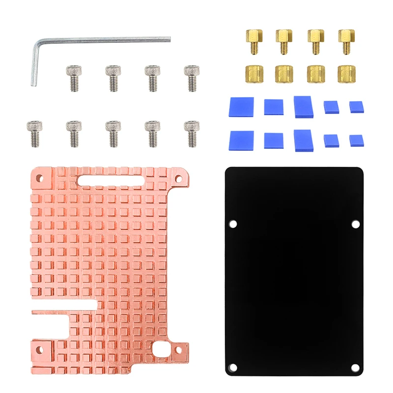 Raspberry Pi 4 Pure Copper Heatsink Case Passive Cooling Shell Acrylic Bottom for Raspberry Pi 4 Model B 4B