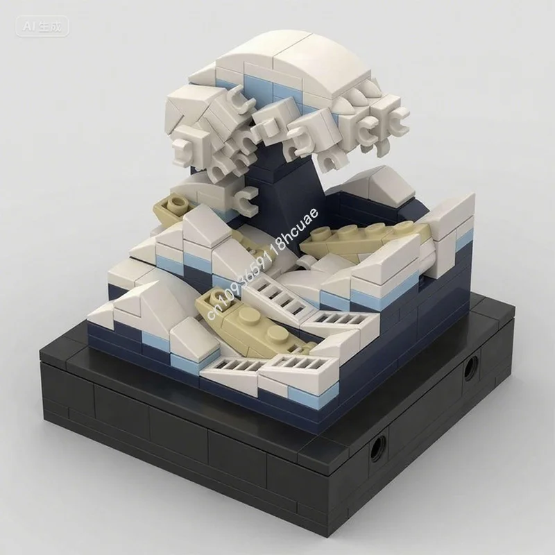 151pcs MOC The Great Wave Kanagawa Model Building Blocks Toys Construction Christmas Gifts Assemble Idea Education Brick