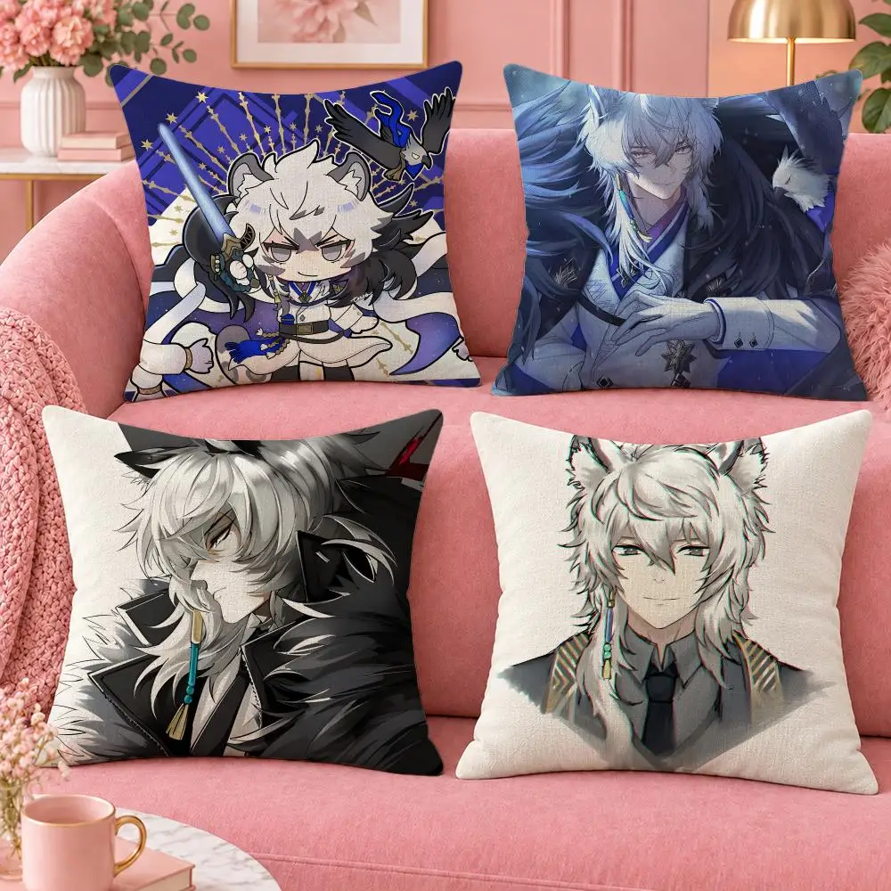 Game Arknights Noble SilverAsh Cushion Cover Cute Cartoon Throw Pillow Cover Soft Plush Cushion Cover Sofa Bedroom Home Decor