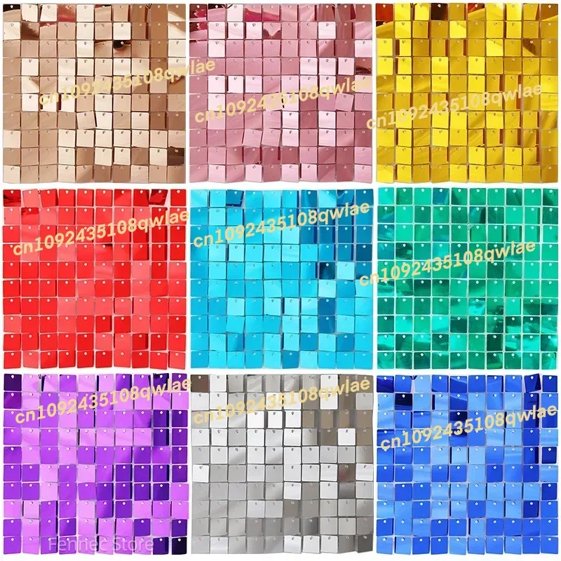 

48PCS Square Shimmer Sequin Panel Wall Glitter Wedding Decor Baby Shower Birthday Christmas Event Decoration 30*30cm
