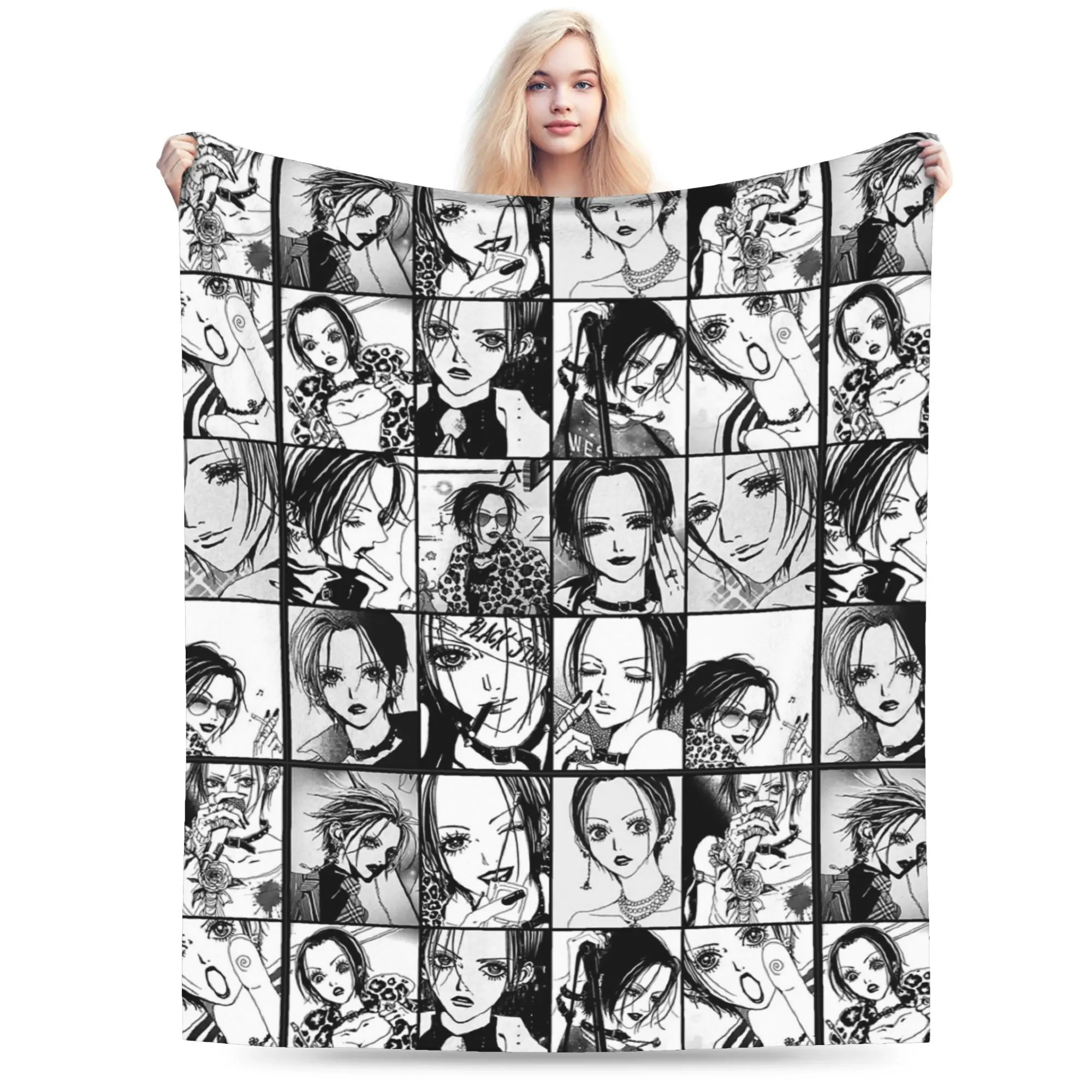 Nana Osaki Manga Panel collage Blanket Flannel Spring/Autumn Ultra-Soft Throw Blankets for Bed Outdoor Plush Thin Quilt