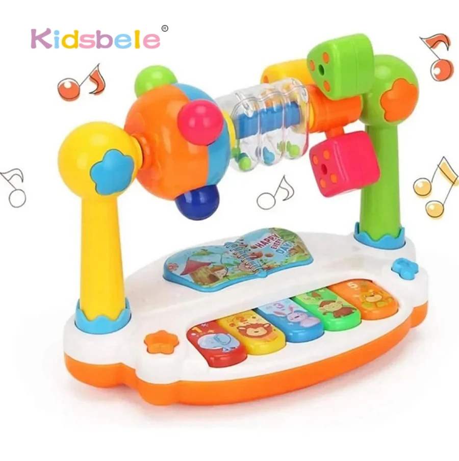 Zabawka muzyczna Montessori dla niemowląt w wieku 6–12 miesięcy, klawiatura fortepianowa z dźwiękiem i światłem, zabawka wspomagająca rozwój sensoryczny