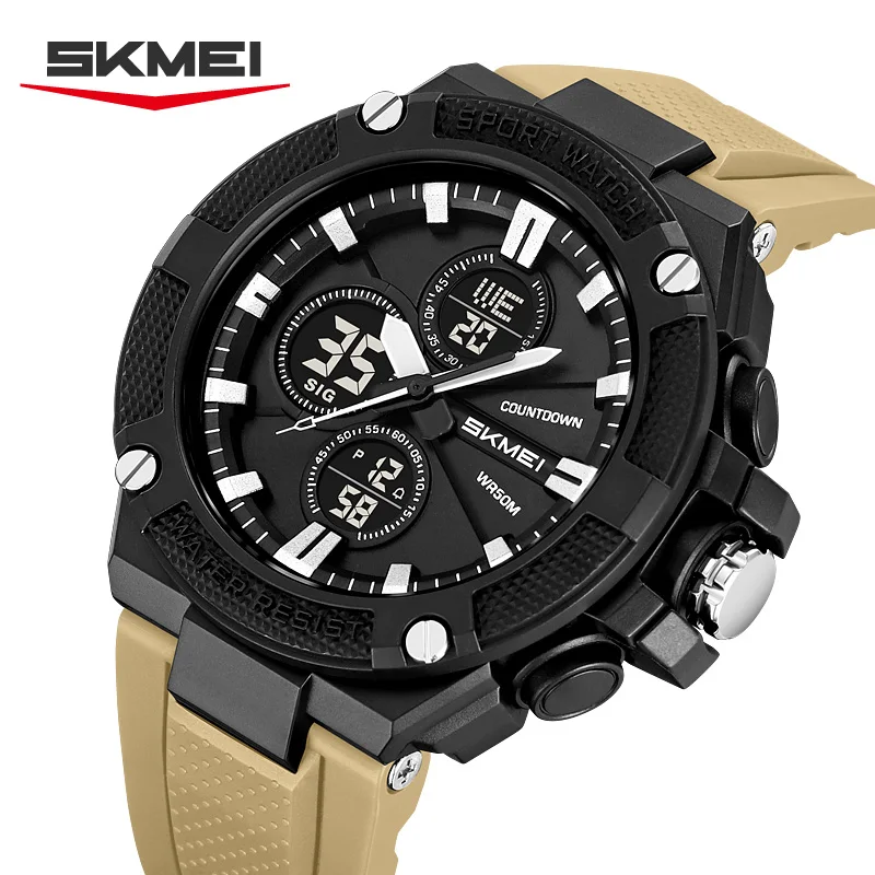 SKMEI 2604 New Men's Military Dual Display Digital Watch Sports Large Dial Chronograph Waterproof Night Light Electronic Watch