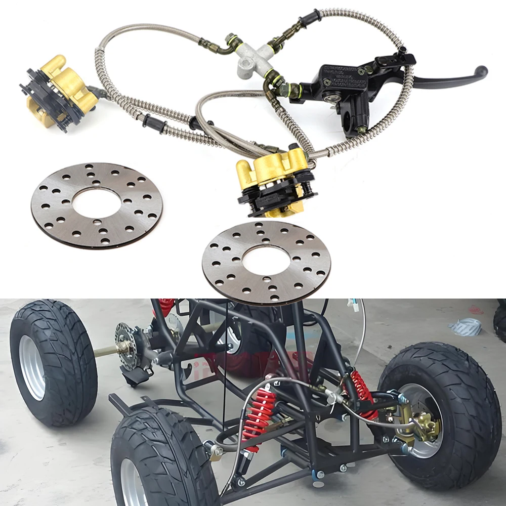 

1 Set Dual Disc Brake Assembly Front Disc Brake Caliper System For 70cc/90cc/110cc/125cc ATVs Beach Buggies Quad Bikes