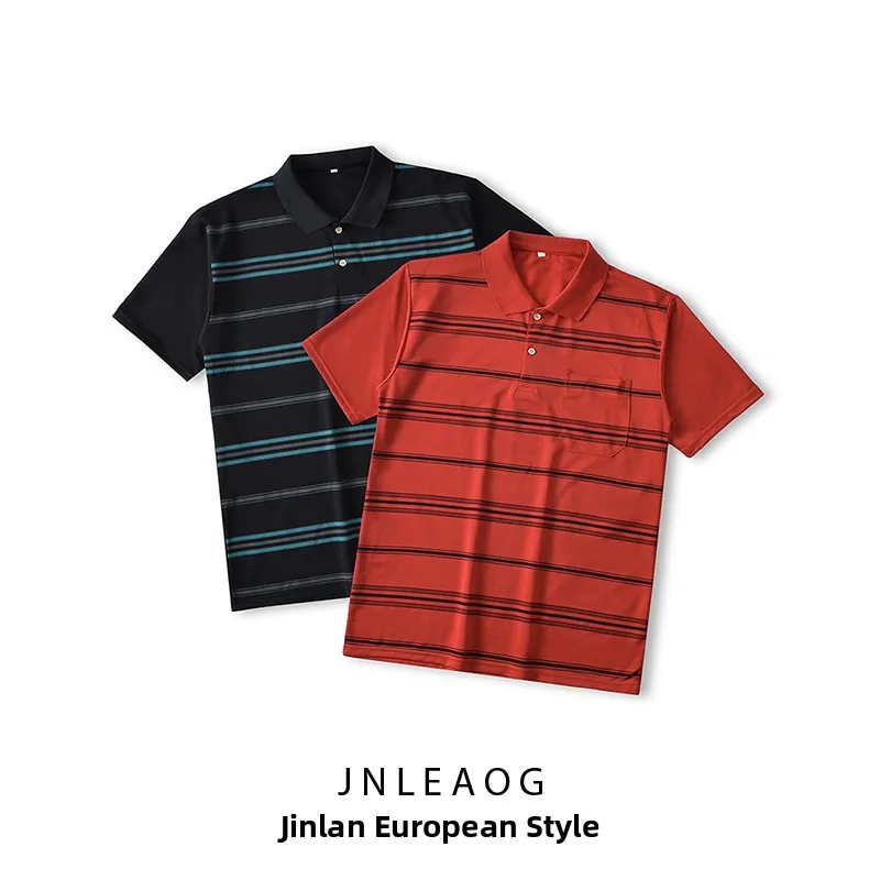 JNLEAOG printemps nouveau design Faion pour femmes rayé ort Sve col rabattu T-shirt décontracté fibre de polyester tube droit...