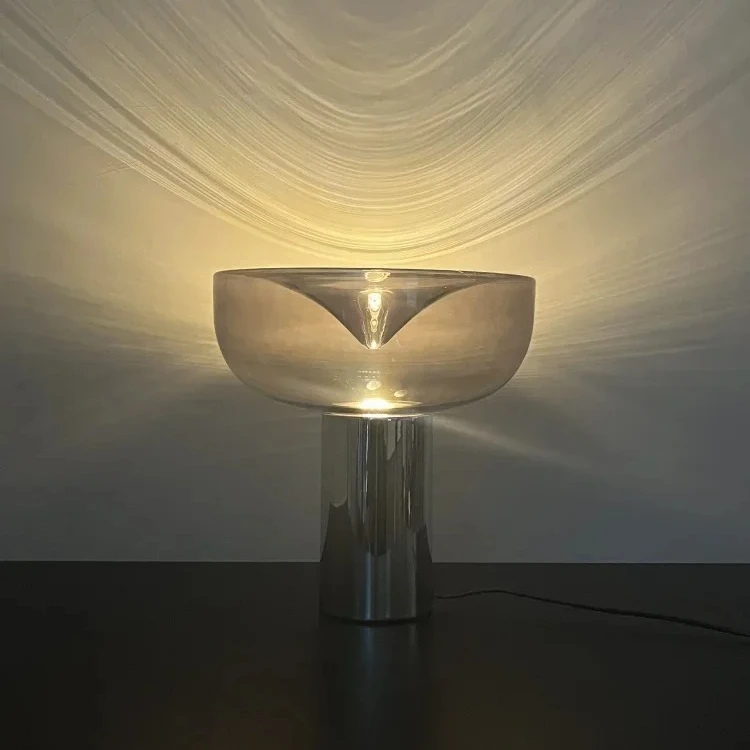 Nordic Light Luxury Radar Design Glass LED Table Lamp Modern Simple Bedside Model Living Room Bedroom Bedside Light Decorative