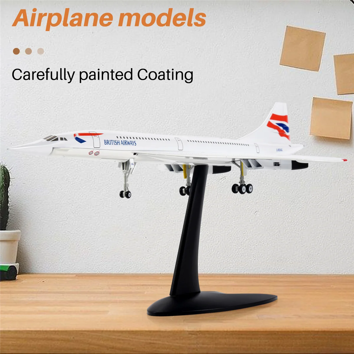 

Ingenious 1/200 Concorde Supersonic Passenger Aircraft Air British Airways Model for Static Display Collection Delicate texture