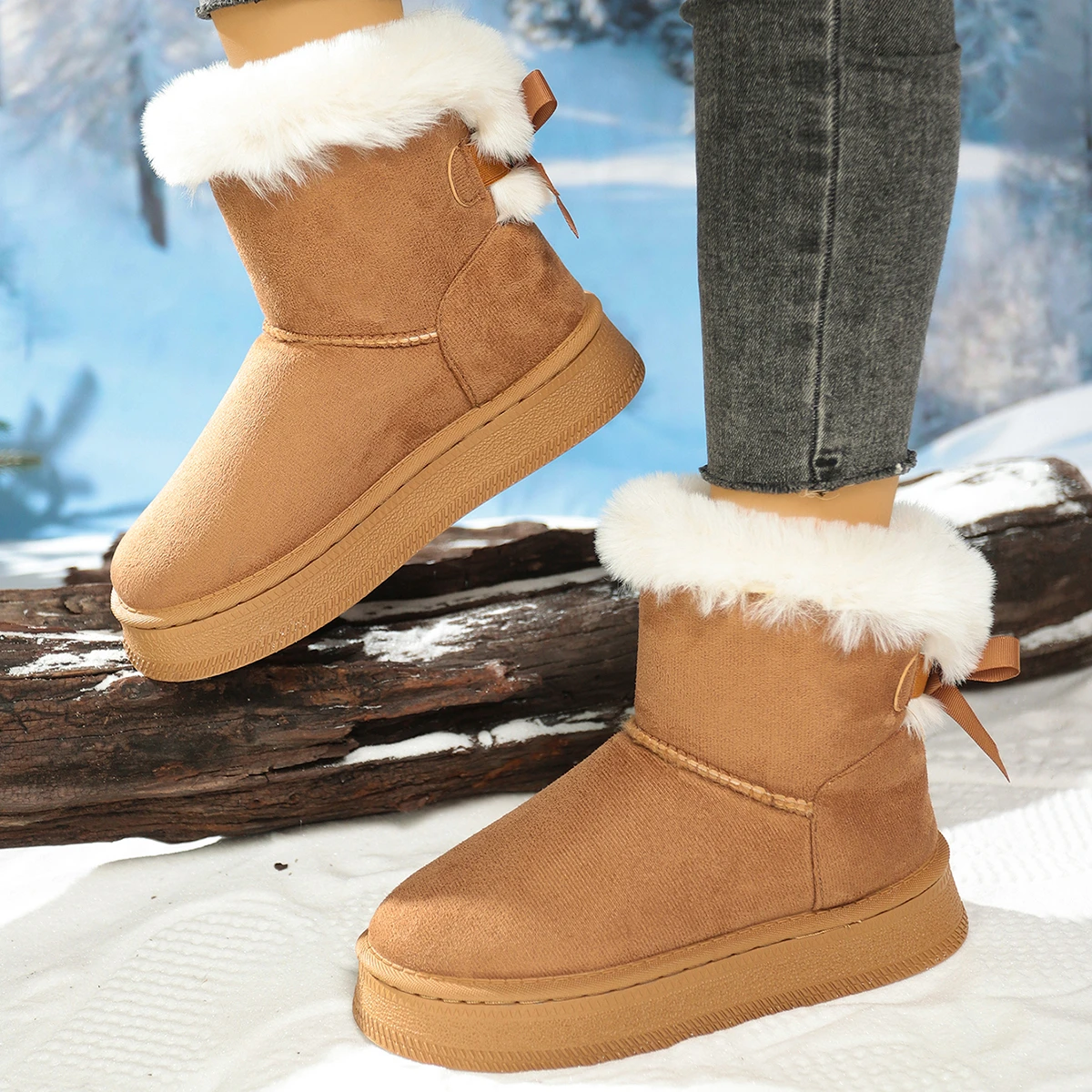 2025 New Winter Women Snow Boots Trend Thickened Fluff Fashion Boots Women Platform Warm Thick Soles Cotton Shoes for Women