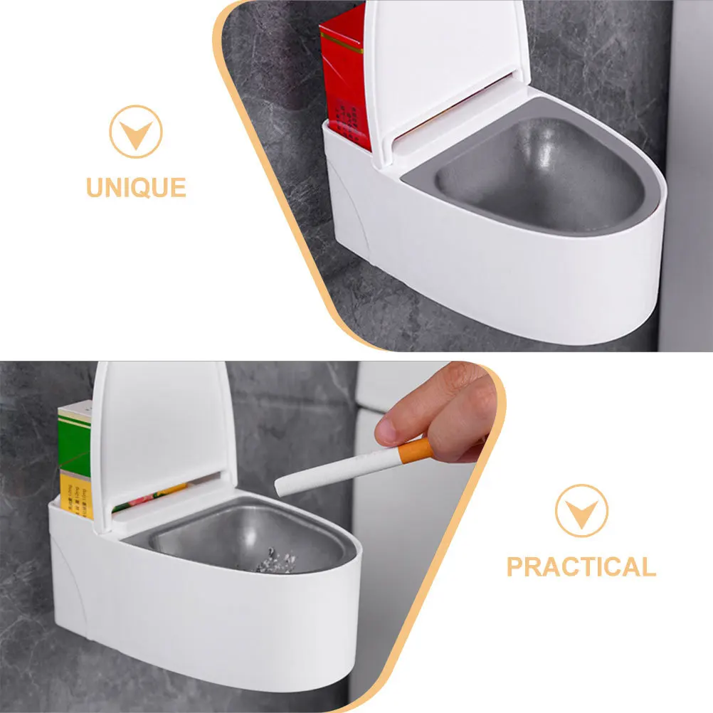 

2pcs Wall Mounted Ashtray Toilet Shaped Design Pp Stainless Steel No Punch Needed Bathroom Office Hotel Bar Ktv Smoking Place