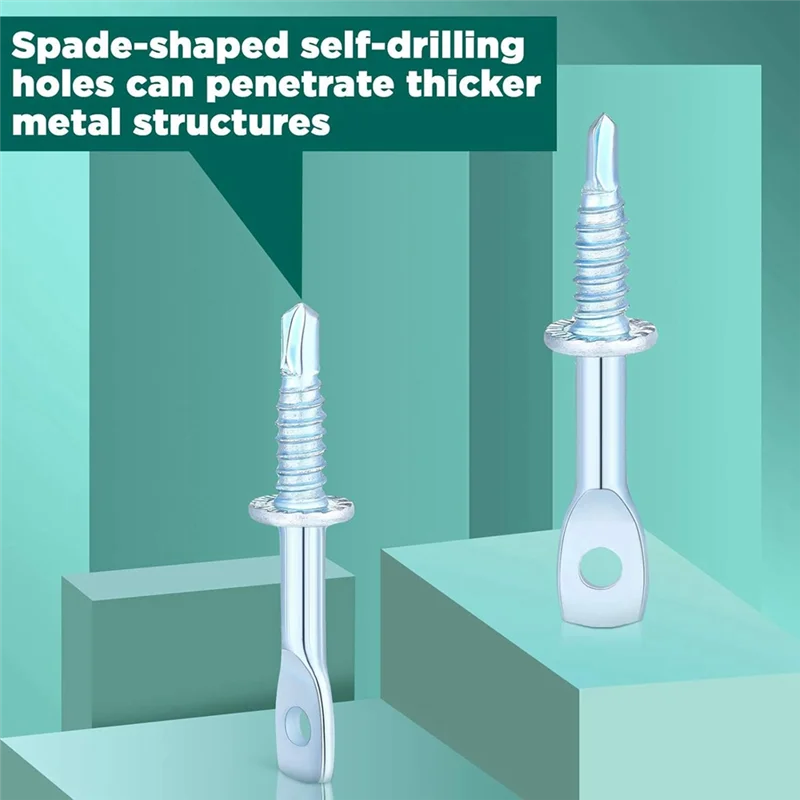 

High Quality-100Pcs 2Inch Eye Lag Self Tapping Drilling Point Screw Zinc And 1Pcs 2-5/8Inch Driver, Sturdy Eye Lag Self Drill Sc