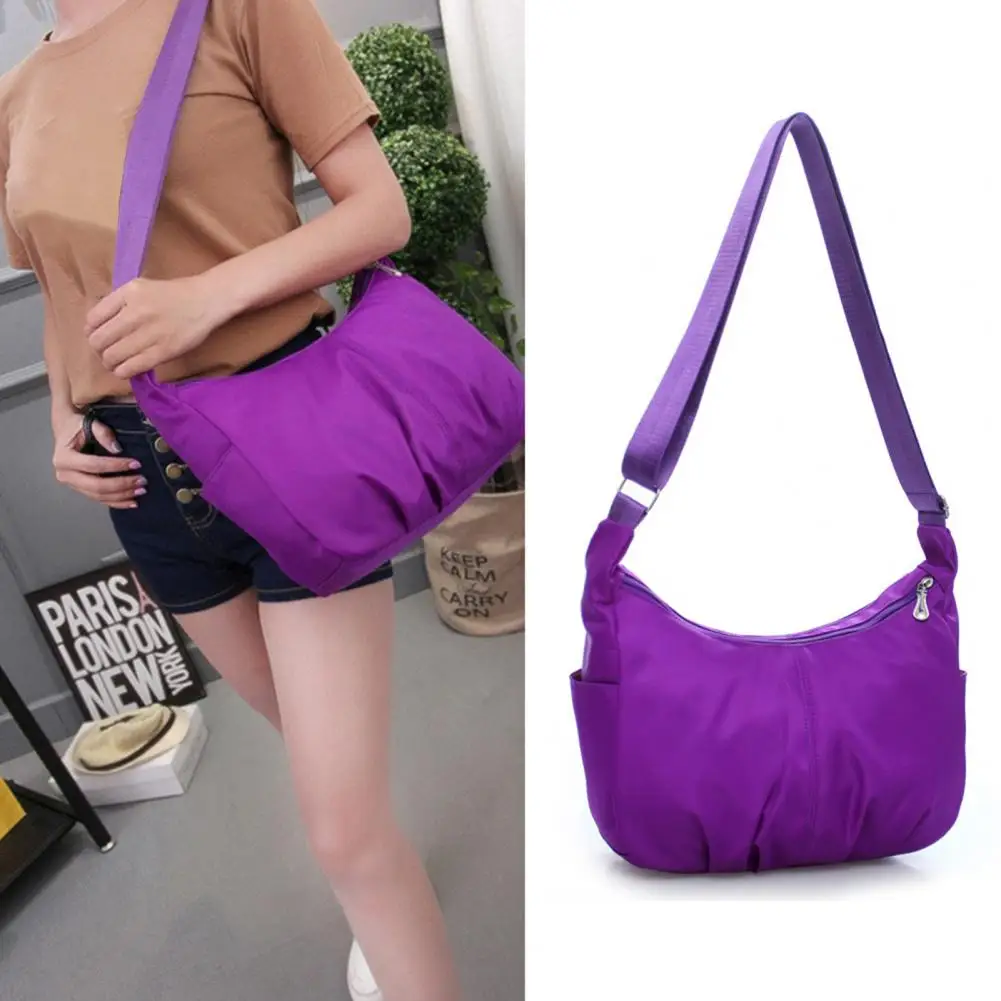 Large Capacity Women Shoulder Bag Zipper Closure Waterproof Solid Color Pocket Wallet Makeup Bag