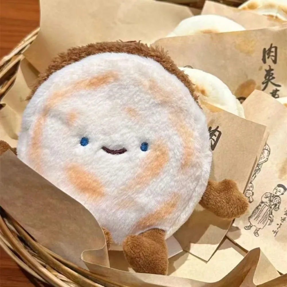 

Chinese Style Meat Burger Plush Pendant Roujiamo Fluffy Chinese Hamburger Keychain Meat Pie Separation Bag Decor