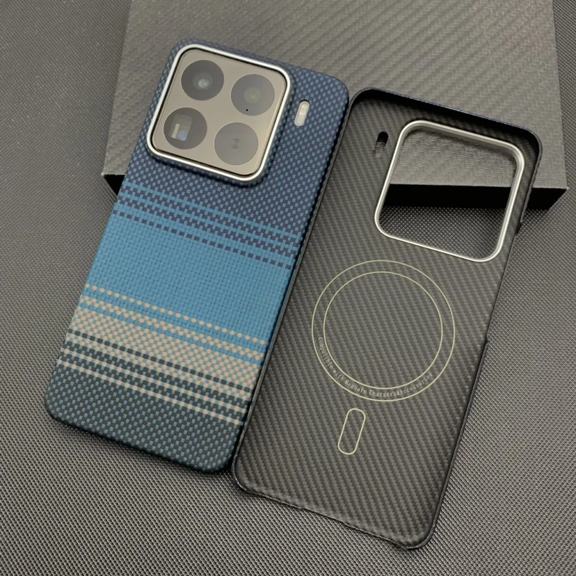 

Kevlar phone case suitable for Xiaomi 15 aramid fiber magnetic protective case with simple stripes