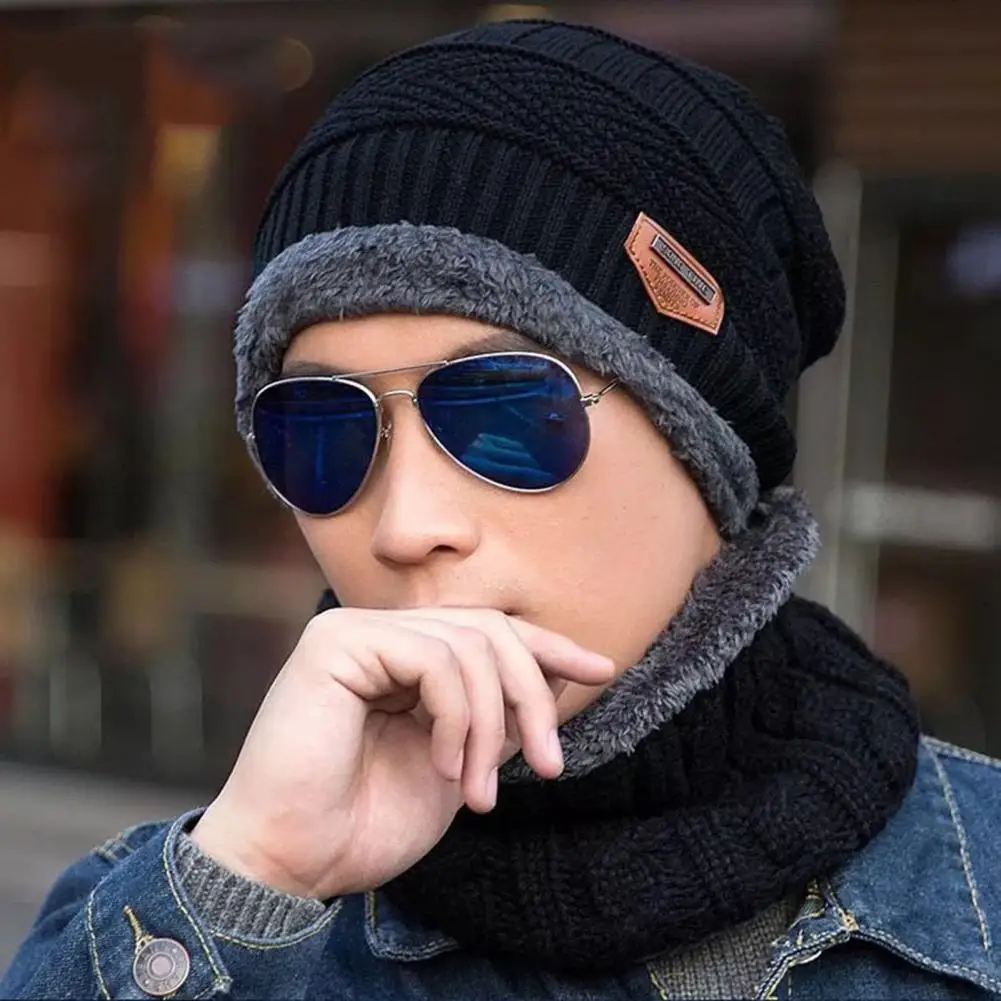 

Thickened Winter Hat Hat Scarf Set Cozy Fleece-lined Women's Beanie Scarf Set for Outdoor Riding Cold Weather Autumn Winter Knit