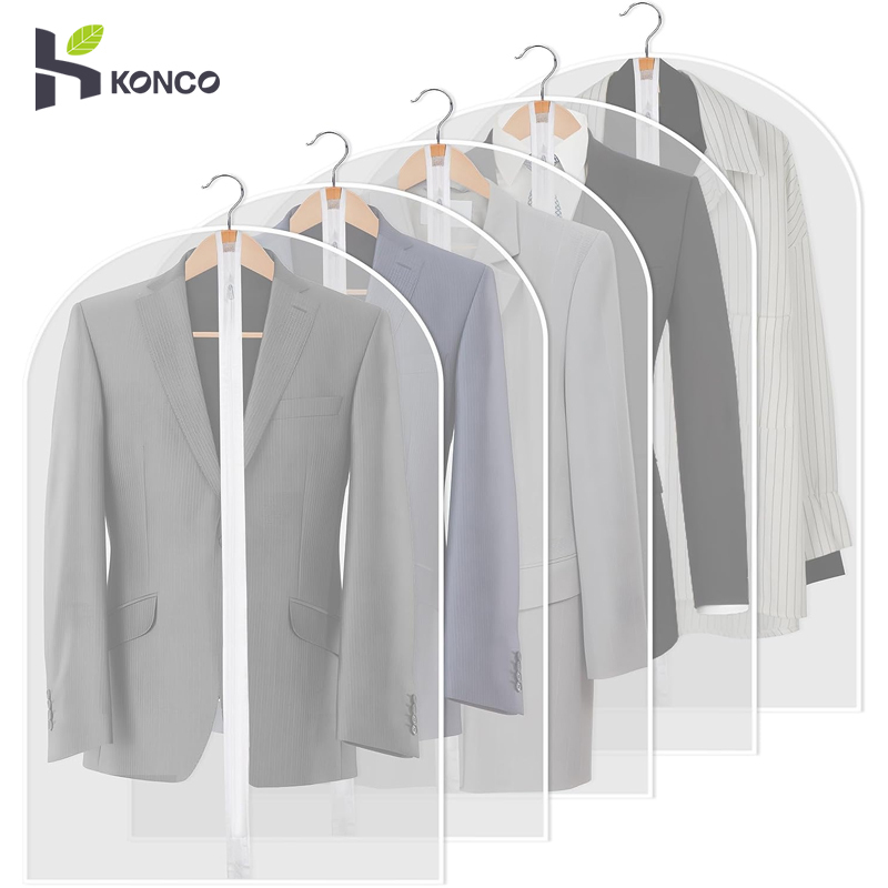  Clothes Hanging Dust Cover Clear Garment Bags Home Storage Bag Dress Suit Coat Dust Cover Wardrobe Hanging Clothing Organizers 