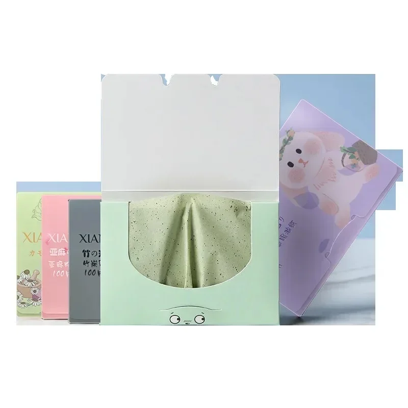 100/200pcs Face Absorbent Oil Control Paper Green Tea Wipe Oil Removal Absorbing Sheet Matcha Oily Face Blotting Paper
