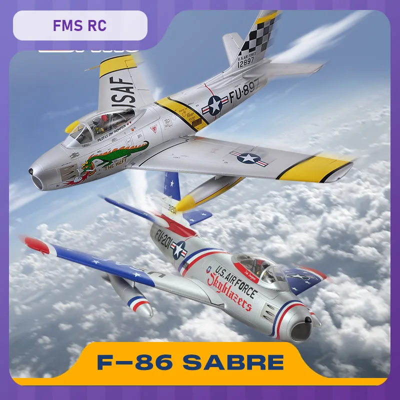 

FMS 80mm F86 Sabre PNP RC Airplane 6 Channel Racing Electric Metal Steering Fixed Wing Fighter Model RC Jet Aircraft Model