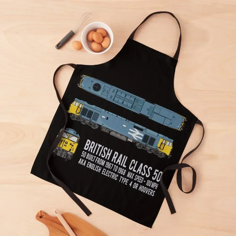 

British Rail Class 50 Train Hoovers Locomotive Diagrams Gift Apron Woman Kitchen Barista Men'ss Apron
