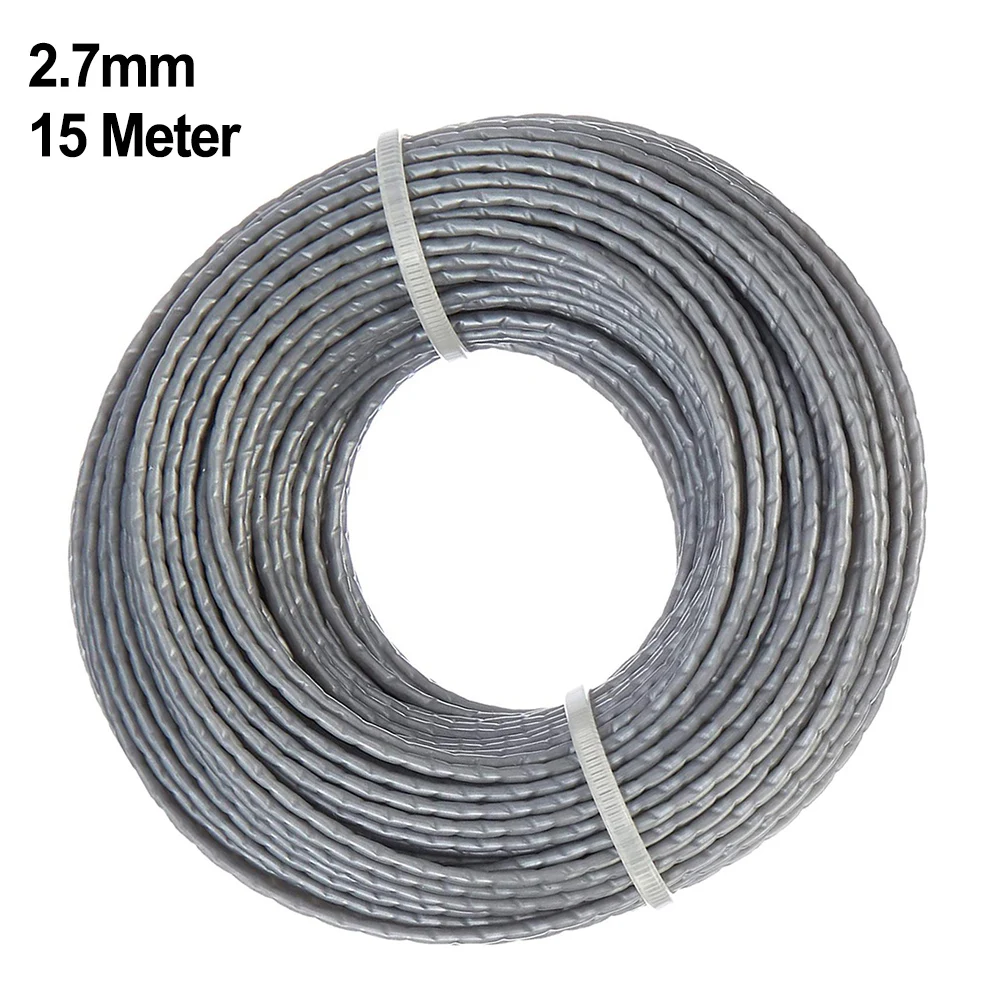 Trimmer Line Line Spool Garden Tool 15 Meter 1pc 2/2.4/2.7/3.0mm Accessories Grey Color Lawn Mowers Accessories