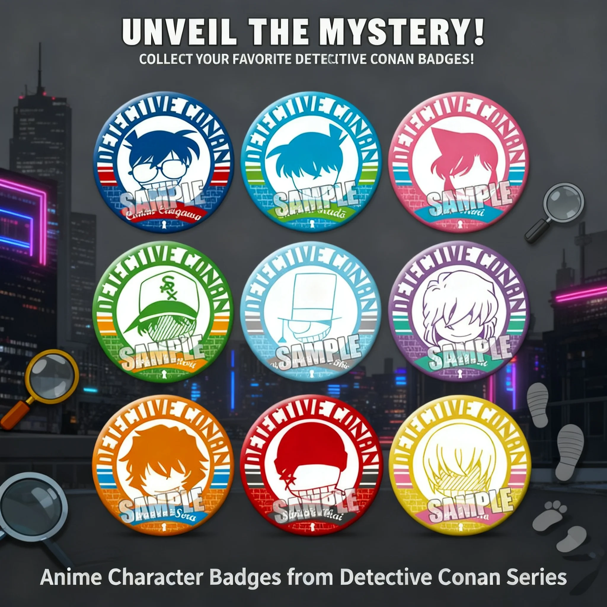 

Anime Detective Conan Badge Official Merchandise Amuro Tooru Haibara Ai Kaito Kid Pin Brooch Collectible Gift Stock Ready to