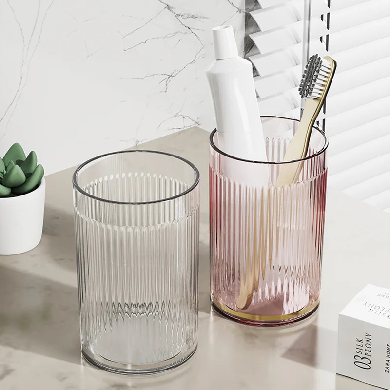 Light Luxury Style Mouthwash Cup, High-looking Toothbrush Cup, Household Couple Wash Cup, Transparent PET Tooth Cup