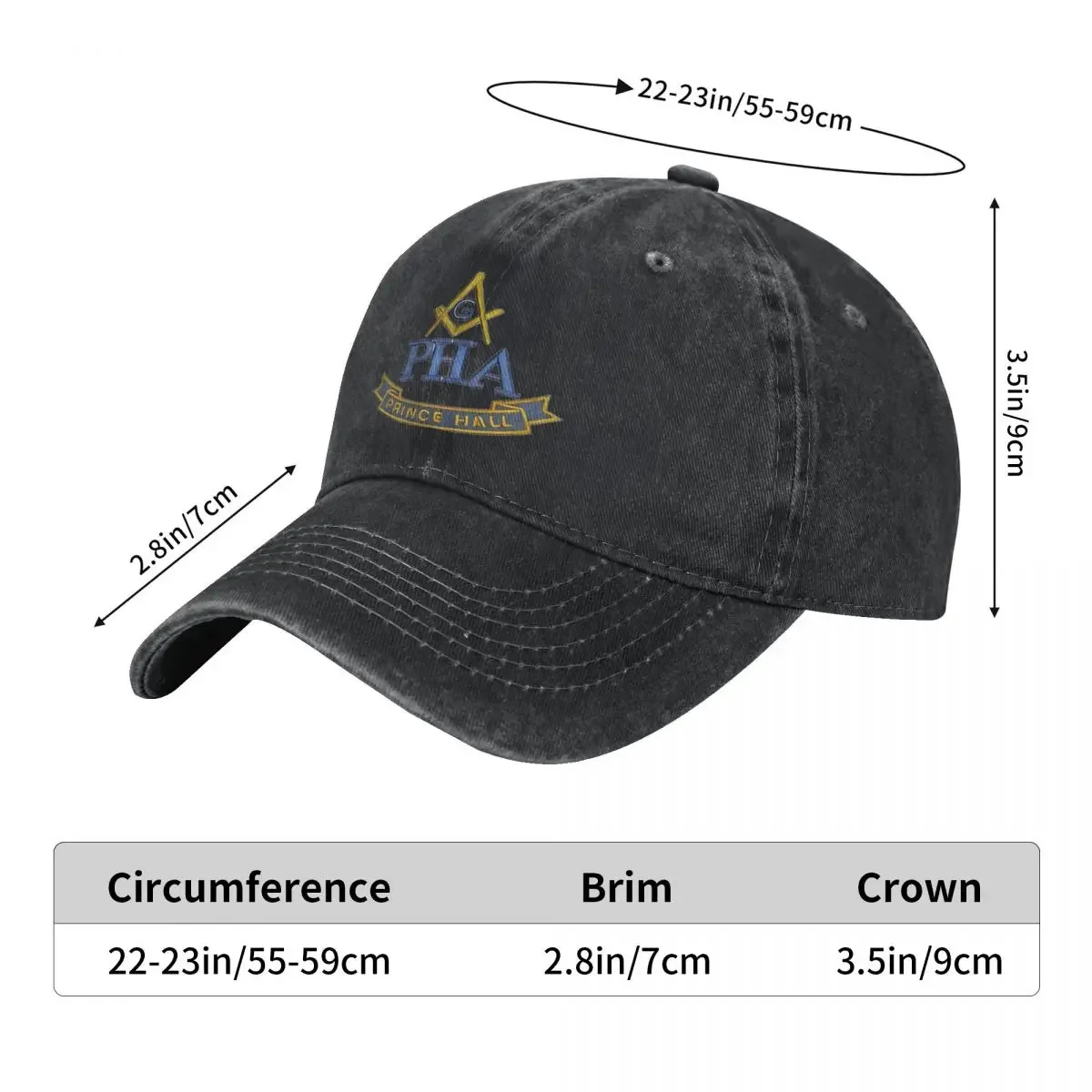 Classic Prince Hall Mason Baseball Caps Unisex Style Distressed Snapback Cap Freemasonry Square Compass Caps Hat image 4